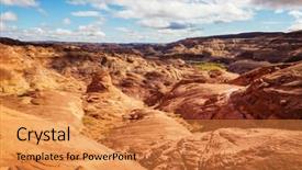 Presentation with living coral - PPT layouts featuring sandstone formations in utah usa background and a gold colored foreground
