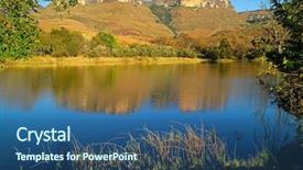  Presentation with sandstone - Slides having sandstone mountains and pond background and a ocean colored foreground