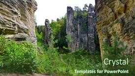  Presentation with czechia - PPT theme with sandstone-rock-in-prachovske-skaly background and a tawny brown colored foreground