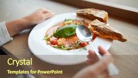  Presentation with culinary - Amazing PPT layouts having sandwich and spoon at restaurant backdrop and a tawny brown colored foreground