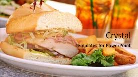  Presentation with chicken little chicks - Colorful theme enhanced with sandwich at an outdoor cafe backdrop and a  colored foreground