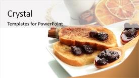  Presentation with cold brew coffee - Presentation theme with sandwich cafe - white bread toast with jam background and a  colored foreground