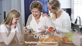 Presentation with cooking - Amazing PPT layouts having grandmother with family cooking in kitchen smiling and laughing together backdrop and a coral colored foreground