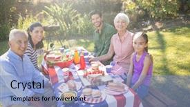  Presentation with family day - Amazing PPT layouts having bunsi tree - happy family having meal backdrop and a light blue colored foreground