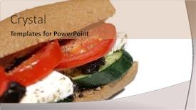  Presentation with cream cheese and fruit sandwich - Slide deck with gay - special retro toned photo style background and a mint green colored foreground