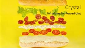  Presentation with chorizo - Slides having sandwich-in-levitation-with-chorizo background and a gold colored foreground