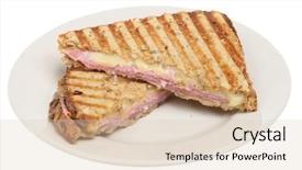  Presentation with ham radio - Colorful presentation theme enhanced with sandwich slice - toasted ham cheese panini backdrop and a lemonade colored foreground