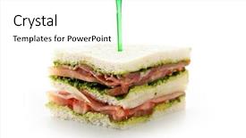  Presentation with sauces - Slides having sandwich snack with vegetables background and a white colored foreground