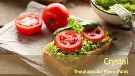  Presentation with vegetable cutting board - Amazing presentation having sandwich with avocado and vegetables backdrop and a tawny brown colored foreground