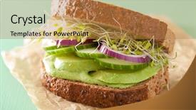  Presentation with avocado - Colorful slide set enhanced with sandwich with avocado cucumber alfalfa backdrop and a gold colored foreground