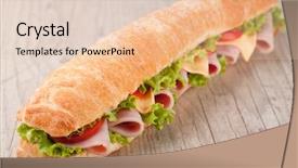  Presentation with bacon - Slides enhanced with sandwich with bacon and vegetables background and a  colored foreground