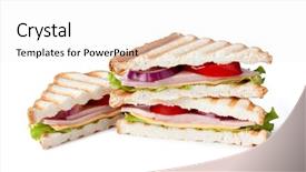  Presentation with bacon - Cool new presentation theme with sandwich with bacon and vegetables on white background backdrop and a white colored foreground