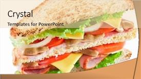  Presentation with bacon - Presentation theme with sandwich with bacon and vegetables background and a lemonade colored foreground