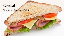  Presentation with bacon - Theme with sandwich with bacon and vegetables background and a lemonade colored foreground