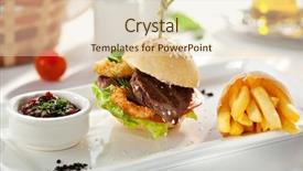  Presentation with deep - Slides with sandwich with beef and deep background and a  colored foreground