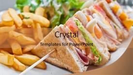  Presentation with french fries - Audience pleasing slide set consisting of sandwich with chicken cheese backdrop and a yellow colored foreground