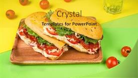  Presentation with chorizo - Presentation theme having sandwich-with-chorizo-cheese background and a yellow colored foreground