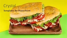  Presentation with chorizo - Presentation theme enhanced with sandwich-with-chorizo-cheese background and a gold colored foreground