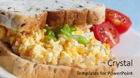  Presentation with egg - Beautiful PPT theme featuring sandwich with egg salad wholewheat bread with cherry tomatoes on the side shallow dof backdrop and a yellow colored foreground