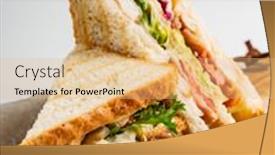  Presentation with lettuce - Presentation design with sandwich-with-ham-cheese-tomatoes background and a coral colored foreground