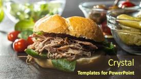  Presentation with sandwich - PPT theme consisting of sandwich-with-pulled-meat background and a tawny brown colored foreground