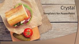  Presentation with cutting board - Slide deck enhanced with sandwich with salad ham cheese background and a coral colored foreground