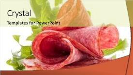  Presentation with sandwich - Colorful theme enhanced with sandwich with salami sausage backdrop and a yellow colored foreground