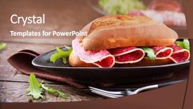  Presentation with sandwich - Theme having sandwich with salami background and a coral colored foreground