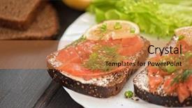  Presentation with breakfast sandwich - Amazing slide deck having sandwich with salmon for breakfast backdrop and a coral colored foreground