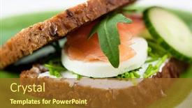  Presentation with rocket - PPT theme with sandwich with smoked salmon soft cheese chive cucumber and rocket symbolic image concept for a tasty and healthy meal food background close up background and a tawny brown colored foreground