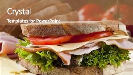 Presentation with sandwich - Cool new slides with sandwich with swiss cheese ham backdrop and a coral colored foreground