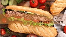  Presentation with tuna - Presentation theme consisting of sandwich-with-tuna-and-vegetable background and a gold colored foreground
