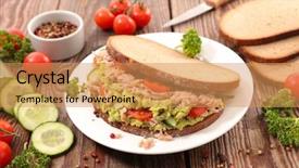  Presentation with tuna - Cool new slide deck with sandwich with tuna avocado backdrop and a yellow colored foreground