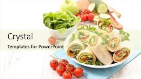  Presentation with breakfast burrito - Amazing slide set having sandwich wrap burrito backdrop and a  colored foreground