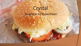  Presentation with vietnamese food bun cha - Slides having sandwich wrappers - fastfood hamburger bun on paper background and a  colored foreground