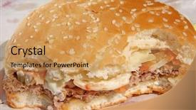  Presentation with ancient egypt paper - Beautiful presentation theme featuring sandwich wrappers - fastfood hamburger bun on paper backdrop and a  colored foreground