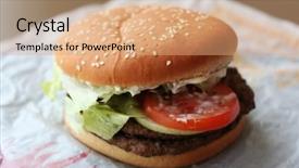 Presentation with hamburger - Presentation theme consisting of sandwich wrappers - fastfood hamburger bun on paper background and a  colored foreground