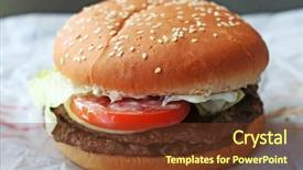  Presentation with vietnamese food bun cha - Colorful theme enhanced with sandwich wrappers - fastfood hamburger bun on paper backdrop and a  colored foreground