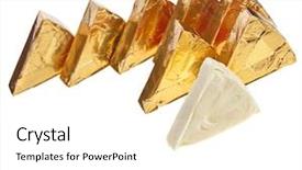  Presentation with piece of the pie - Presentation having sandwich wrappers - piece of cheese in triangle background and a  colored foreground