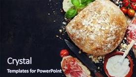  Presentation with fresh bread subway food - PPT theme with sandwiches tomatoes basil olive oil background and a wine colored foreground