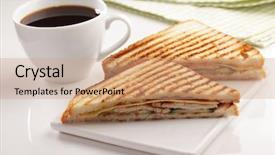  Presentation with grilled chicken - PPT layouts with sandwiches with chicken meat cheese background and a coral colored foreground