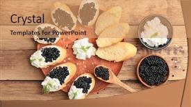  Presentation with roe and caviar - Presentation theme having sandwiches with delicious black caviar background and a coral colored foreground
