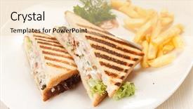  Presentation with french fries - Theme consisting of sandwiches with french fried potatoes background and a lemonade colored foreground