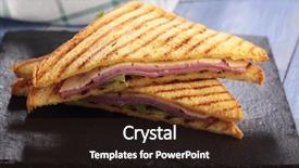  Presentation with cream cheese and fruit sandwich - Presentation theme featuring sandwiches with ham cheese lettuce background and a wine colored foreground