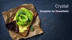  Presentation with fresh avocado - Slide deck having fresh sliced avocado and arugula background and a navy blue colored foreground