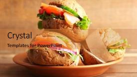  Presentation with salmon - Amazing slides having sandwiches with salmon on plate backdrop and a gold colored foreground