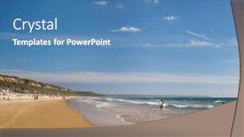  Presentation with atlantic - PPT theme featuring sandy-atlantic-ocean-beach background and a teal colored foreground