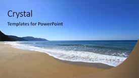  Presentation with beach sands - Theme with safety concept cyber security and shield with keyhole on advertising billboard background 3d rendering background and a ocean colored foreground