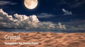  Presentation with moon - Presentation theme having sandy-beach-and-moon background and a coral colored foreground