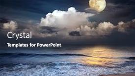  Presentation with beach - Cool new PPT theme with sandy-beach-and-moon backdrop and a ocean colored foreground